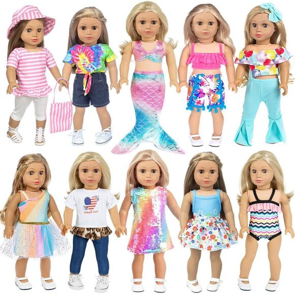 Fashion 10 Sets 18 Inch Doll Clothes And Accessories Play Set Inlcude Mermaid S
